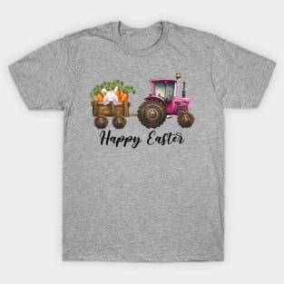 pink tractor Happy Easter T-Shirt